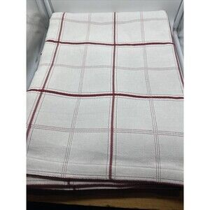 Pottery Barn Red White Vtg Stripes Double Queen Coverlet Quilt Bedspread Cotton